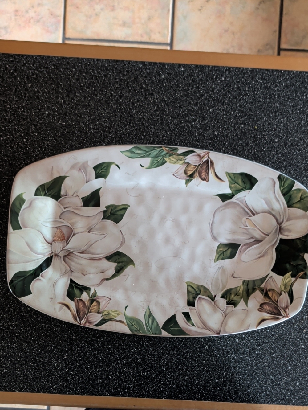 Pier 1  Imports 16” Rectangular Magnolia Ceramic Serving Platter